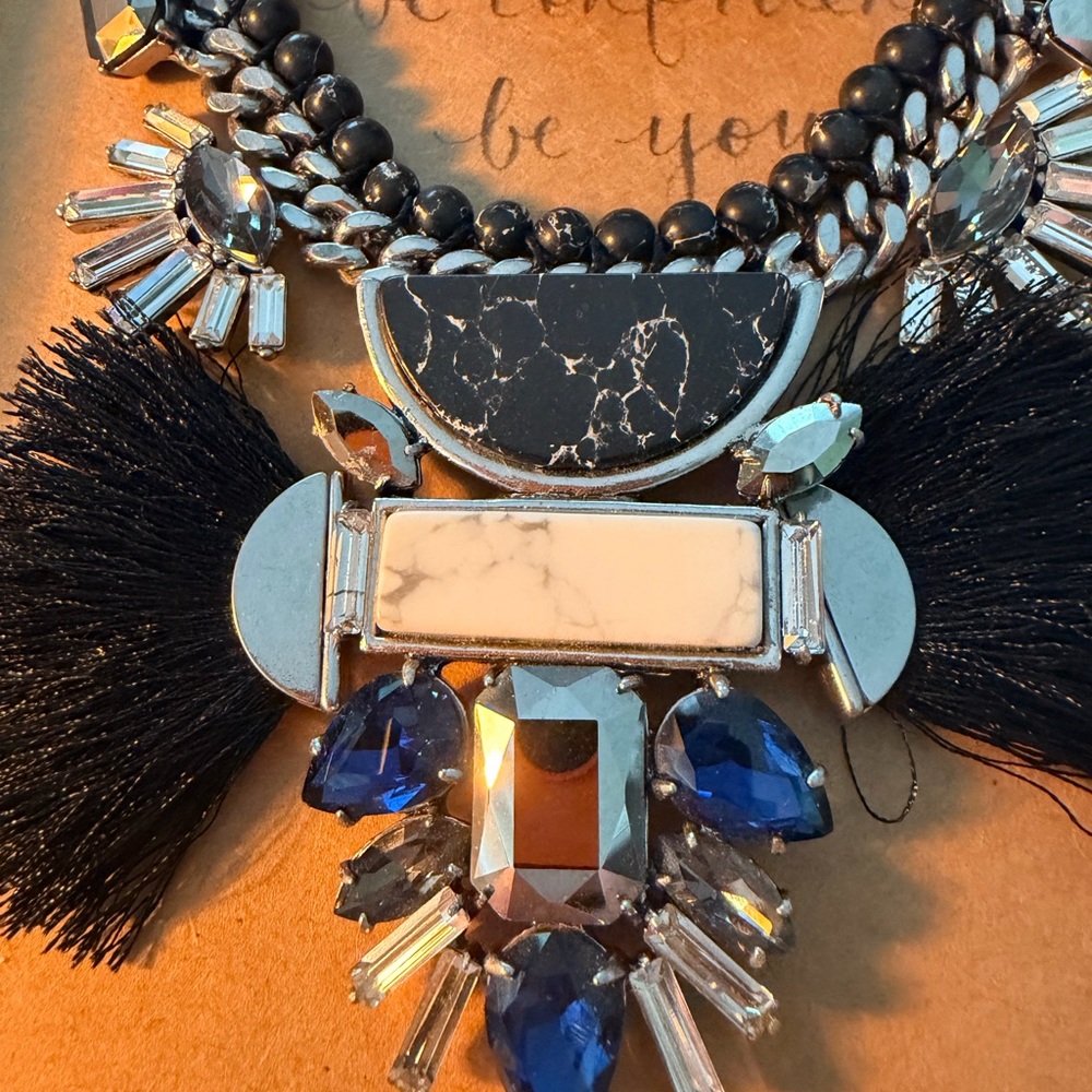 Chloe + Isabel Black and Silver Necklace and Earrings with Blue Accents. Hero! - Picture 2 of 11